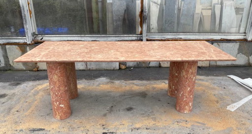 Mesa de comedor de piedra estilo travertino coral