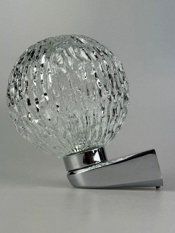 Image 1 of Lampe murale des années 60 70 Lampe boule métal chrome & verre Space Age Design