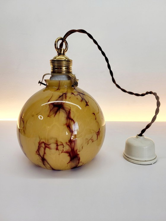 Image 1 of Lampada in vetro opalino Art déco, Verreries de Scailmont, Henri Heemskerk, Belgio