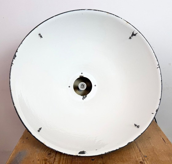 Image 1 of Große industrielle Emaille-Fabrik-Hängeleuchte von Elektrosvit, 1960er Jahre