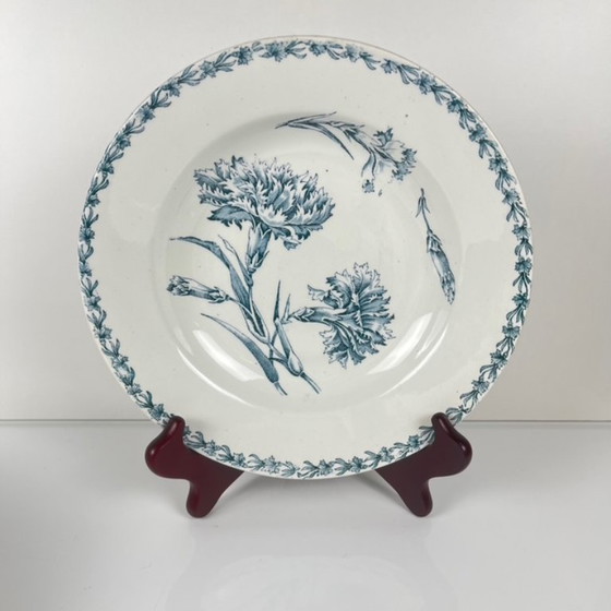 Image 1 of Set of 8 soup plates, "Oeillet" pattern, KG Lunéville, ironstone, 19th century