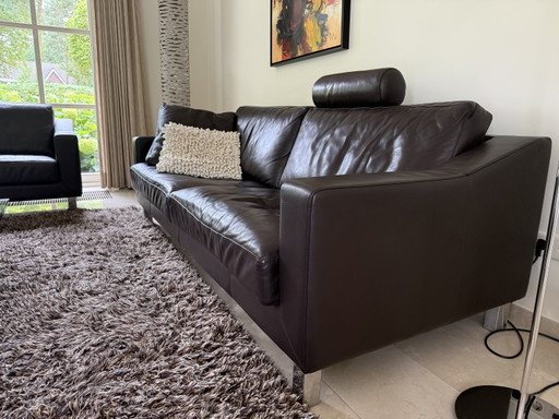Leolux Antonia Sofa 3-seater and 2-seater – bankstel, Leather, Metal (photo 2 of 5)