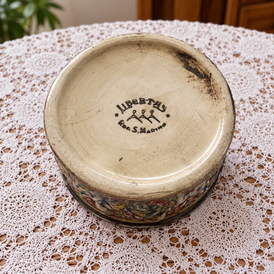 Vintage turquoise ceramic jewelry box with lid, Libertas, Decorative Objects, Brown (photo 3 of 5)