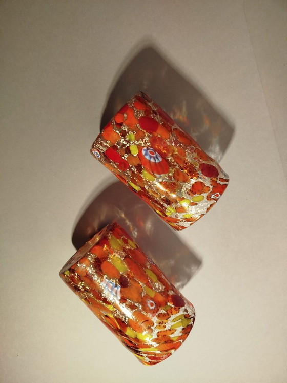 Image 1 of 2 bicchieri di Vetro di Murano con Murrrine ed oro 250 ml.