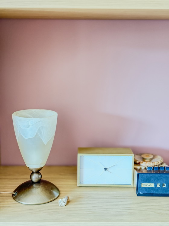 Image 1 of Vintage R.S.-Leuchten Tafellamp en IKEA MYGGJAGARE Bureauklok - Goudkleurig