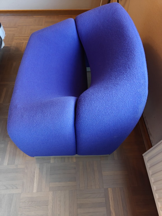 Artifort F598 Groovy Fauteuil Blauw In Perfecte Staat. Pierre Paulin. – Aluminium, Textile (photo 4 of 7)