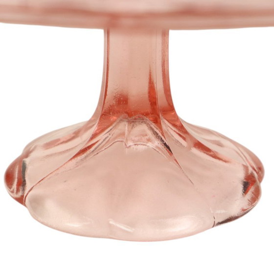 Image 1 of Pink Art Deco Cake Plate Pastry Dish
