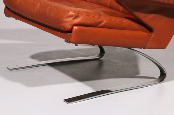 Image 1 of Cognac Leder COR Swing Lounge Stuhl mit Ottomane von Adolf & Schöpfer 1976