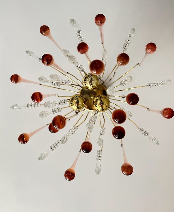 Lustre vintage rose en forme de goutte – Glass, Metal (photo 5 of 10)