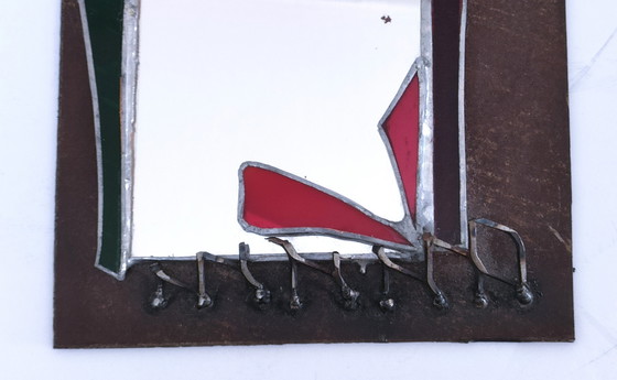 Image 1 of Brutalistische spiegelset glas en metaal