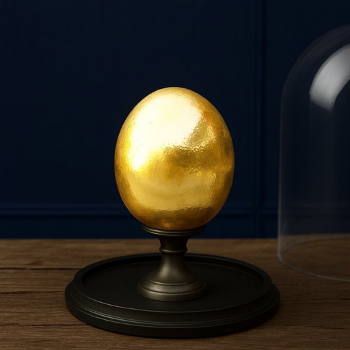 Genuine ostrich egg 23kt gold plated under glass dome limited edition