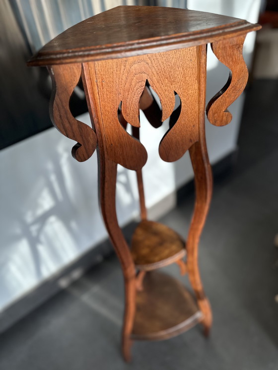 Image 1 of Columna Jardinière antigua Art Nouveau – Mesa para plantas de roble – 110 cm
