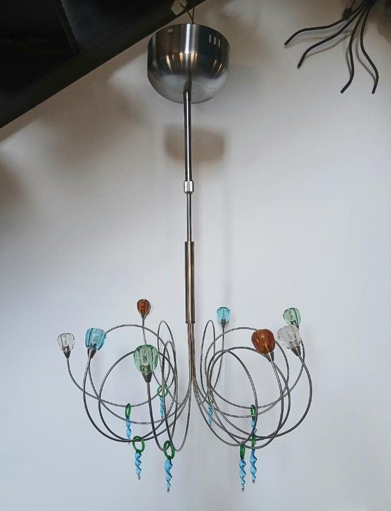 Harco Style Loor Strawberry Multicolor Glass Ceiling Light Chandelier – Metal (photo 4 of 10)
