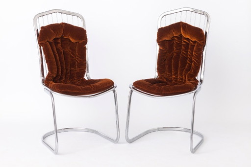 Ensemble de 6 Chaises de salle à manger cantilever italiennes en chrome, attribuées à Gastone Rinaldi pour RIMA, années 70