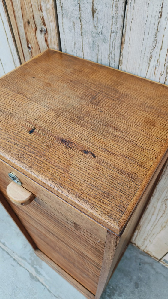 Image 1 of Vintage Industriële Oude Antieke Eikenhout Archiefkast Rolluikkasten