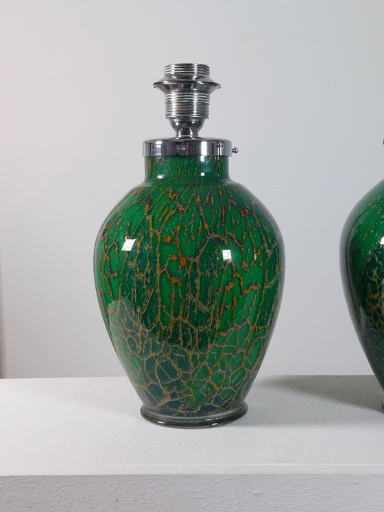 Image 1 of Paire de lampes de table WMF Ikora, verre doublé, chrome, Karl Wiedmann 1930