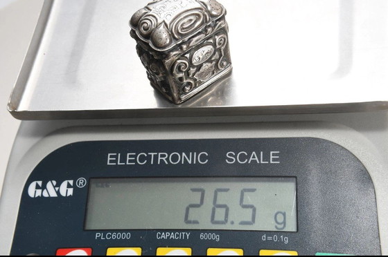 Image 1 of Bellissima scatola in miniatura in argento sterling con coperchio, datata 1864, monogrammata