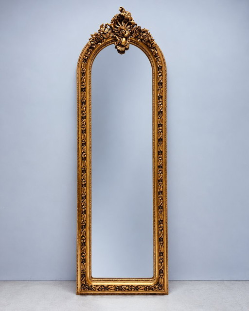Grote Gouden Passpiegel Met Sierlijke Kuif