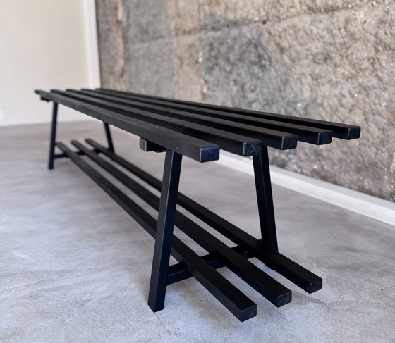 Image 1 of Old metal checkroom bench, 1960