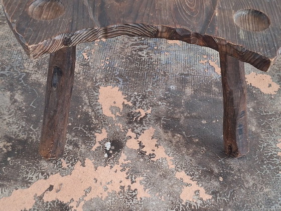 Image 1 of Brutalist Hand-Carved Horse-Shoe Shaped Gaming / Coffee Table 1960s