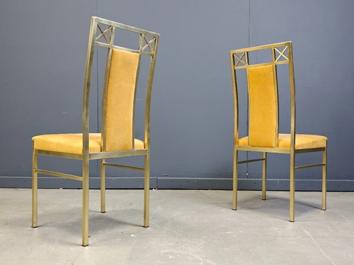Chaises de salle à manger vintage en laiton de Belgochrom, années 1970