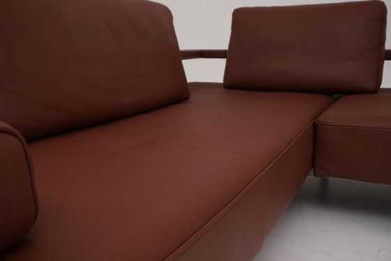 Image 1 of Canapé d'angle Rolf Benz Dono en cuir marron cognac avec canapé-lit gigogne