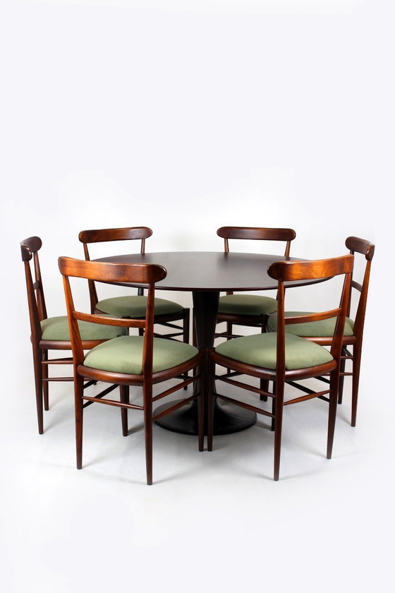 Image 1 of Gerestaureerde eethoek in mid-century modern stijl, Tsjechoslowakije, jaren 60, set van 7