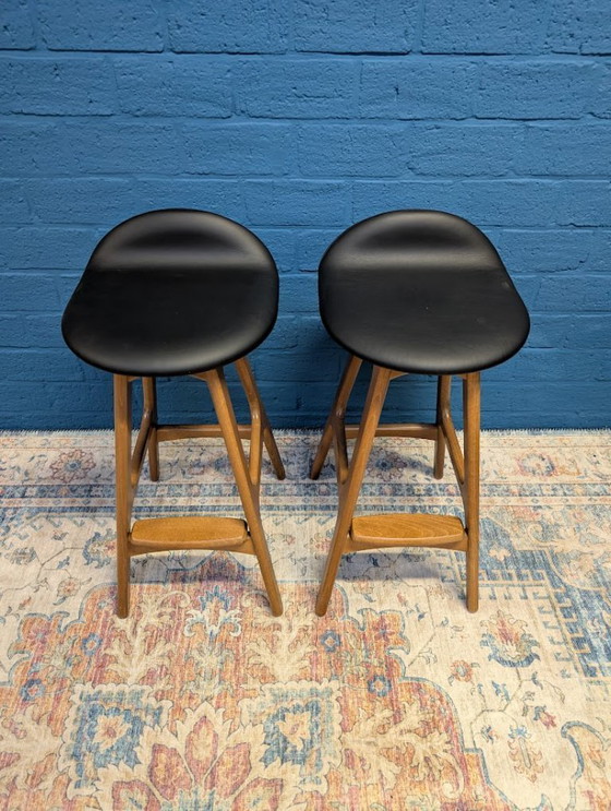 Image 1 of 2x Taburetes de bar retro Erik Buch, modelo 61, Hammel Møbelfabrik