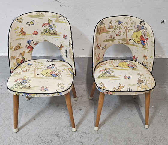Image 1 of Set of 2 vintage Disney fairy tale children's chair Skai cover 1950s