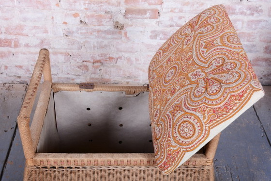 Original Art Deco Stool, Wood, Hemp, Well-Preserved Condition, Czech, 1940s – Footstools & poufs, Textile (photo 4 of 13)