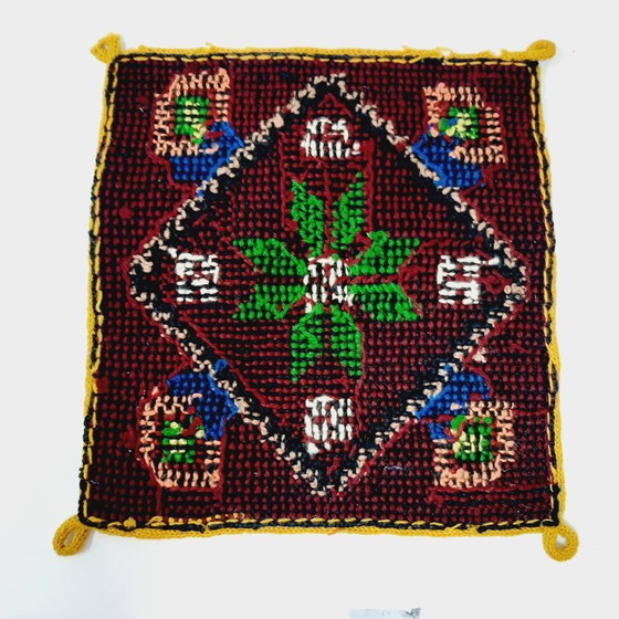 Image 1 of Vintage, hand-woven wool tapestry or small rug