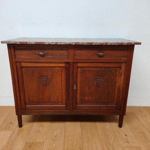 Antiek Vintage Dressoir Ladekast Commode Met Marmer Blad