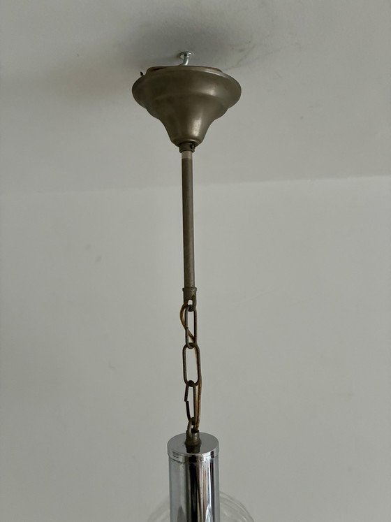 Vintage Pendant Lamp 3 Glass Spheres Fischer Leuchten – Chrome (photo 10 of 13)