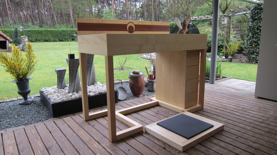 Image 1 of Solid wood standing desk with "Kybun" mat - start ergonomic working