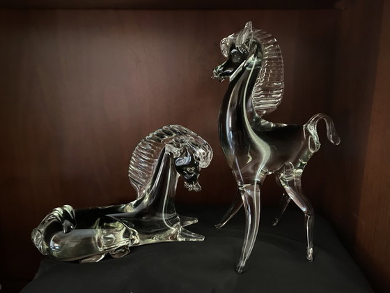 Image 1 of Murano - Elegante pareja de caballos en cristal de Murano de los años 50