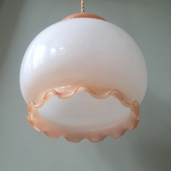 Vintage Glass Pendant Lamp - Flower Calyx design from France, Metal, Gold (photo 15 of 18)