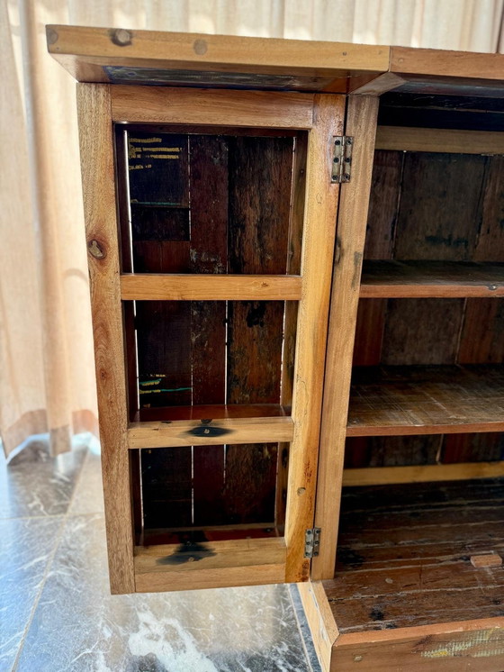 Image 1 of 🌿 Aparador/mueble bar/mueble bar único, fabricado con madera reciclada de demoliciones - hecho a mano en India