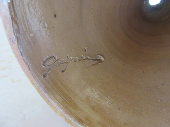 Ceramic Candlestick Candle Holder Jules Jacquemart Gres De La Roche MCM (photo 5 of 9)