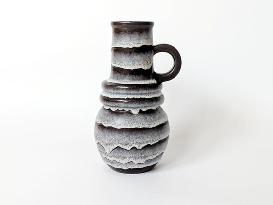 Image 1 of 1960 Scheurich Keramische Pitcher Vaas | Zwart en Wit | West Duits Aardewerk