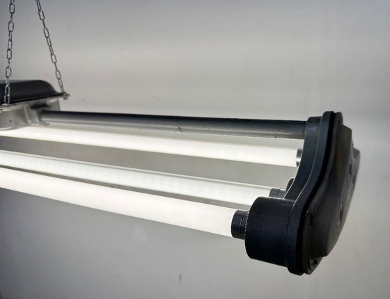 Image 1 of Lampadario industriale grigio a sospensione di Polam Gdansk, anni '70