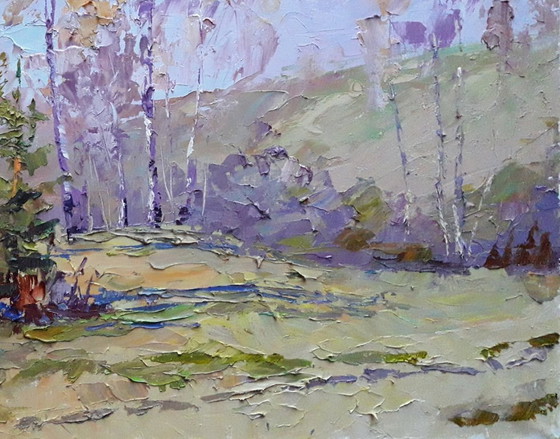 Origineel olieverfschilderij Natuurlandschap Lentebos – Schilderijen & Tekeningen, Canvas (photo 5 of 8)