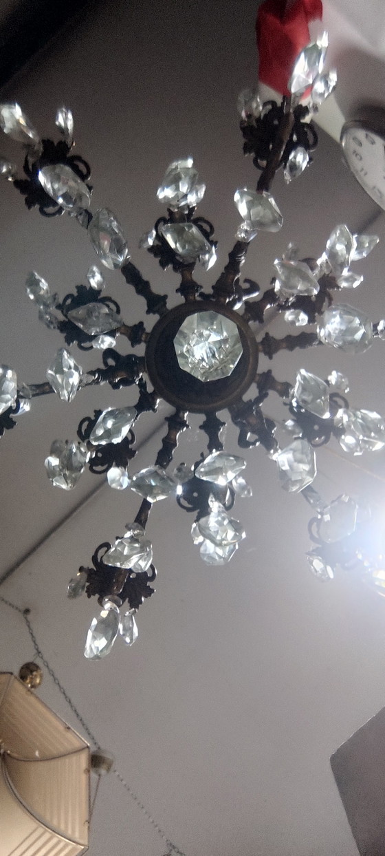 Image 1 of Kronleuchter aus Bronze und Glas aus Böhmen