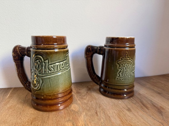 Bechyně Keramik-Bierkrug – Pilsner Urquell & Samson, Tschechoslowakei, 0,5L – Bechyne, Tafelgeschirr, Ceramic (photo 3 of 11)