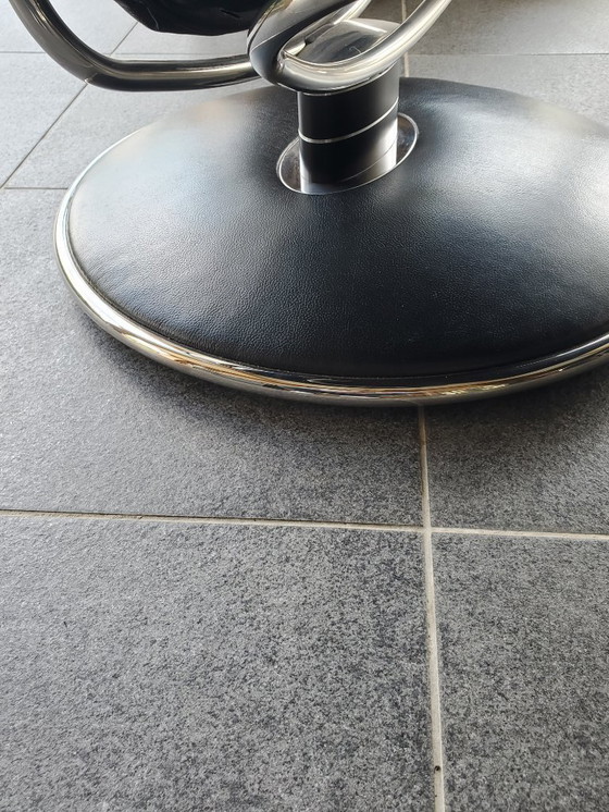 Image 1 of 1 Stressless Jazz Sessel - Schwarzes Leder und passender Hocker (Ref. 4093)