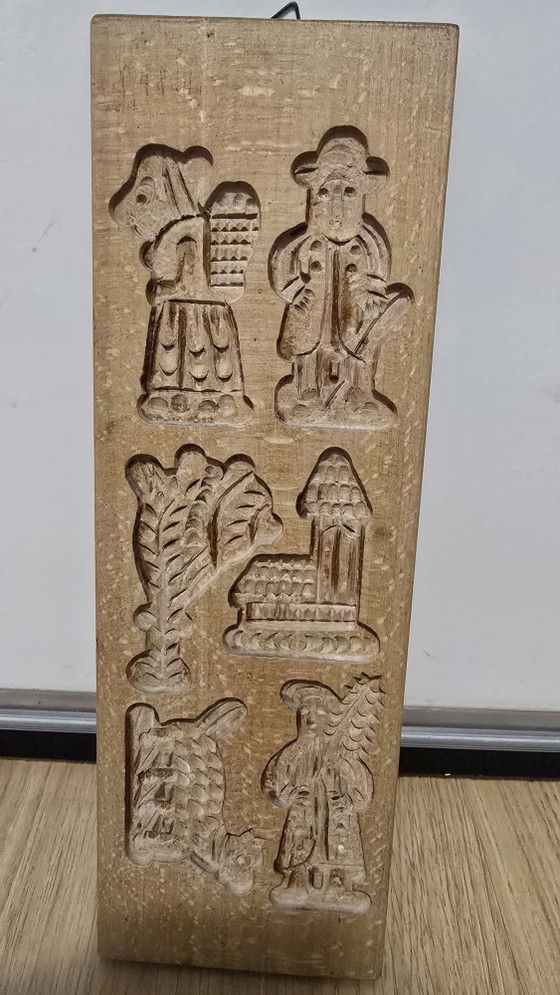 Vintage dubbelzijdige houten Speculaas koekjesvorm 33x11x2cm – Decoratieve objecten, Wood (photo 5 of 10)