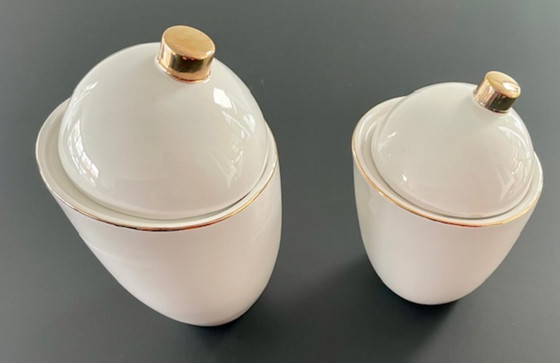 Image 1 of Set mit 2 weißen Saturn-Keramiktöpfen – Hush Living