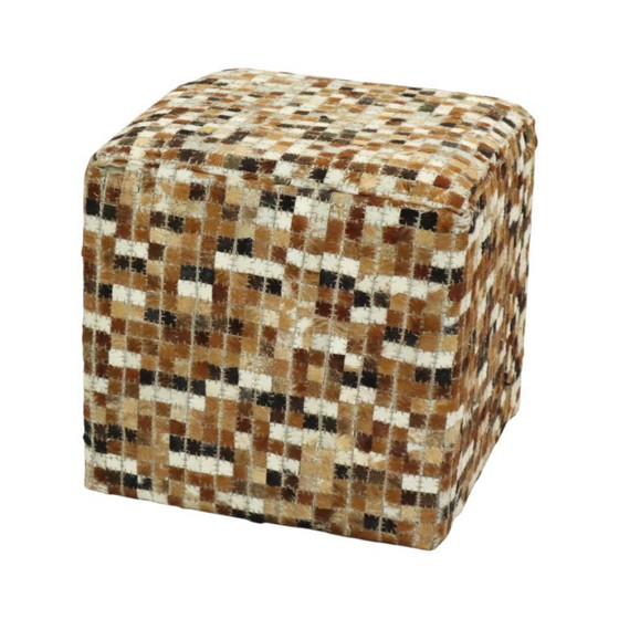 Image 1 of Pouf quadrato vintage in pelle di capra