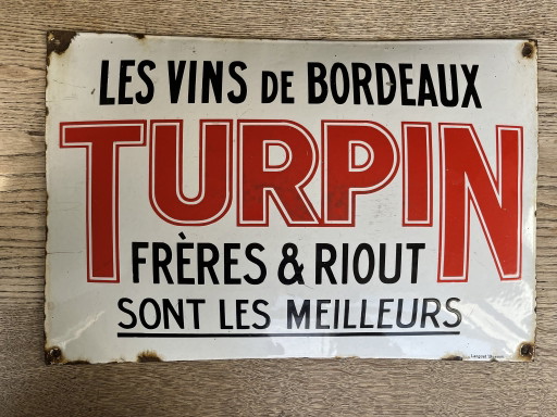 Enamel advertising sign (Langcat Bussum) - Turpin Les Vins de Bordeaux