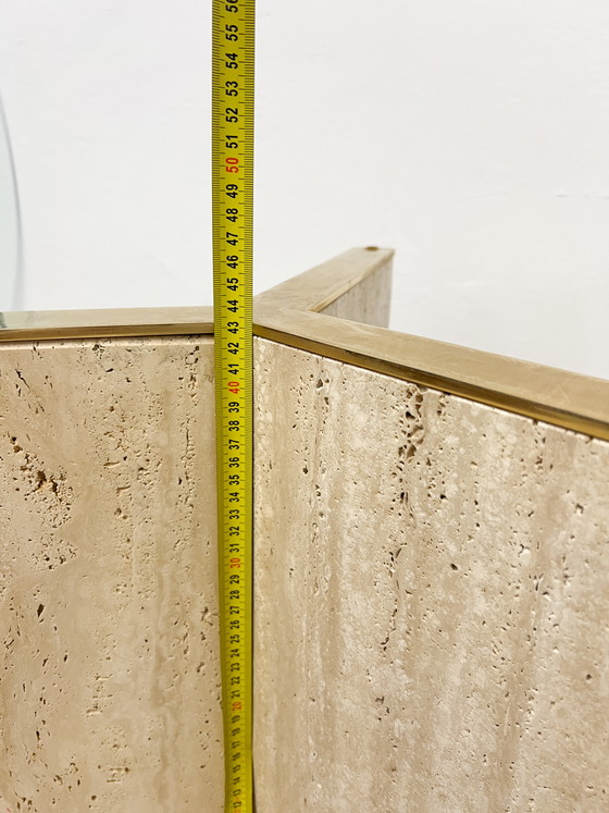 Image 1 of Vintage travertine glass coffee table