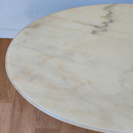 Oval Vintage Regency Coffee Table with Marble Onyx Top – Brass (photo 10 of 13)